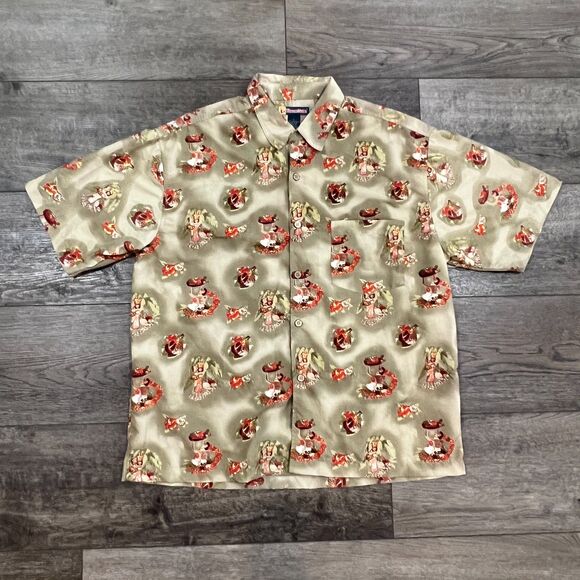 Vintage Y2K Burnside Hawaiian Short Sleeve Shirt Single Stitch - Men's Large - Picture 1 of 6
